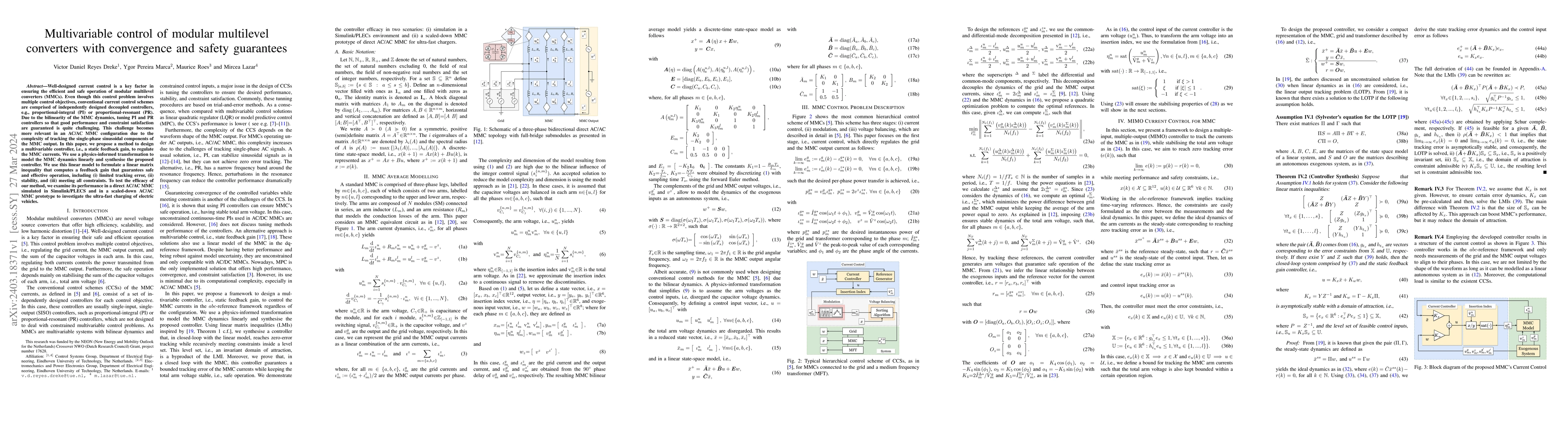 Thumbnail for Multivariable control of modular multilevel converters with convergence
  and safety guarantees
