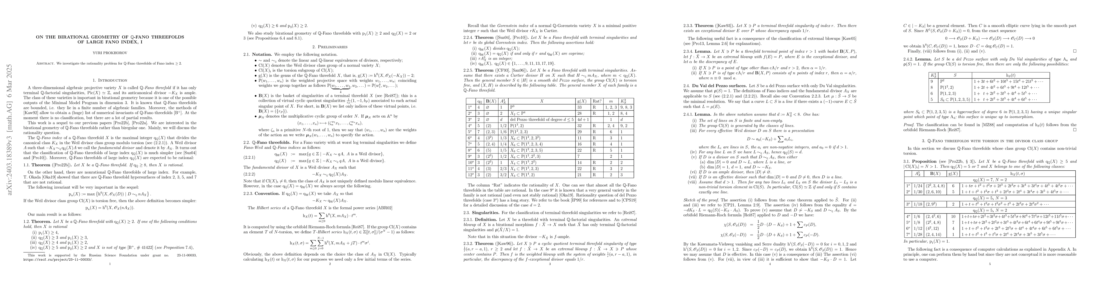 Thumbnail for On the birational geometry of $\mathbf{Q}$-Fano threefolds of large Fano
  index, I