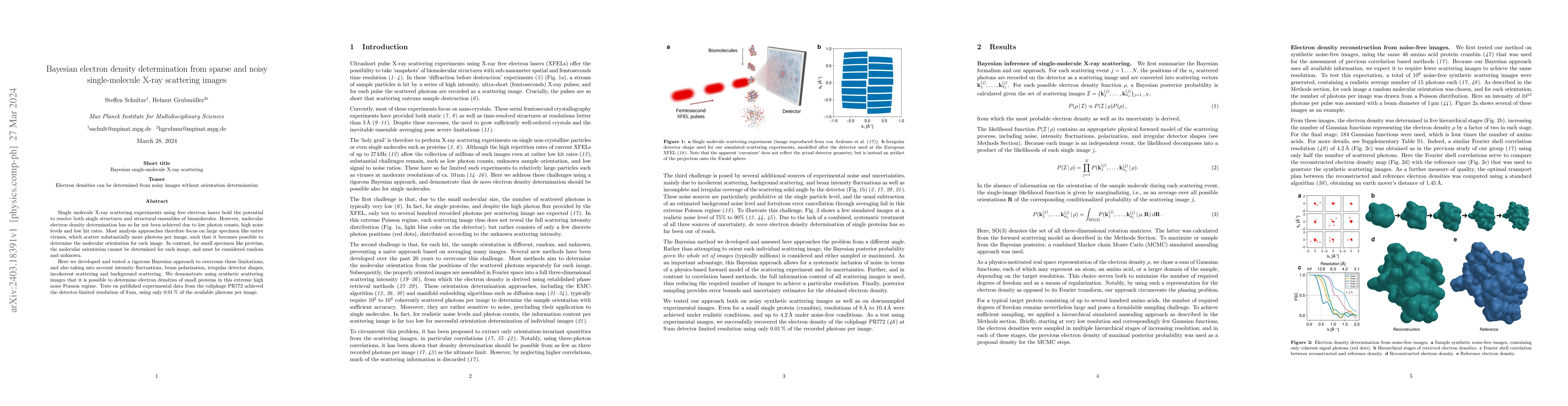 Thumbnail for Bayesian electron density determination from sparse and noisy
  single-molecule X-ray scattering images