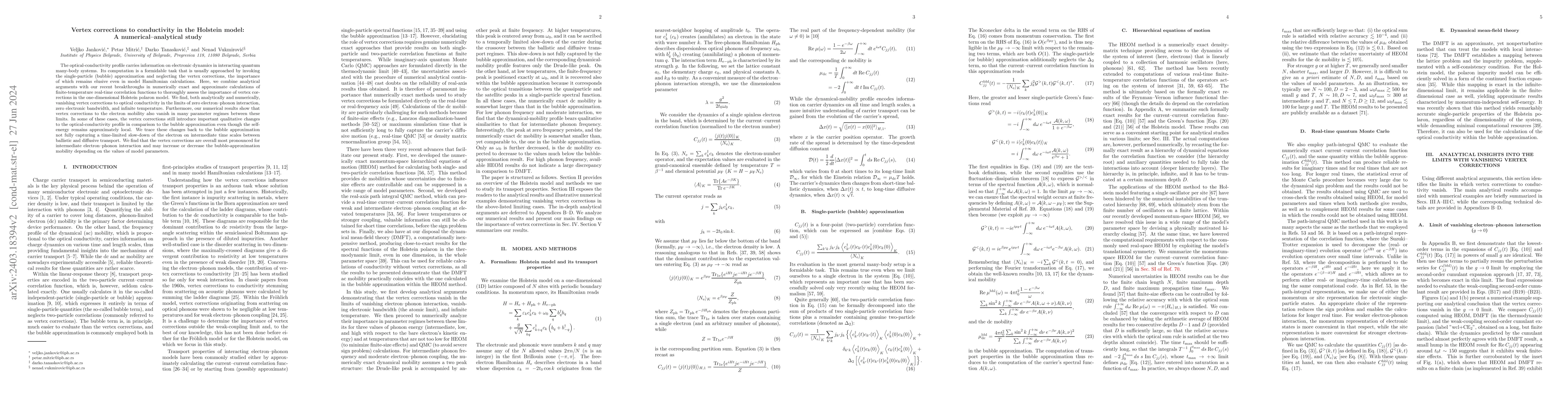 Thumbnail for Vertex corrections to conductivity in the Holstein model: A
  numerical-analytical study