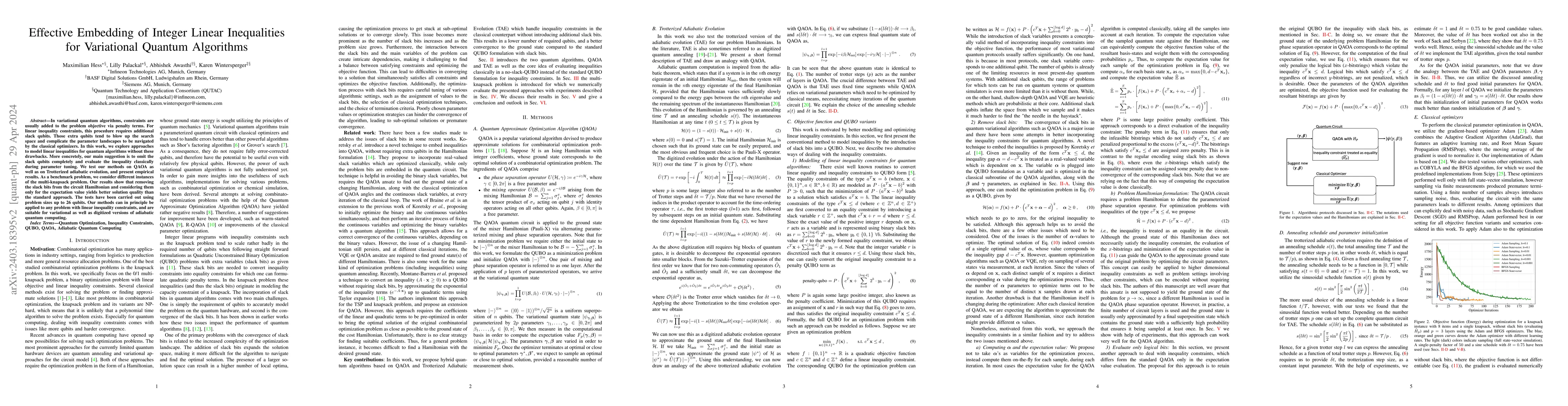 Thumbnail for Effective Embedding of Integer Linear Inequalities for Variational
  Quantum Algorithms