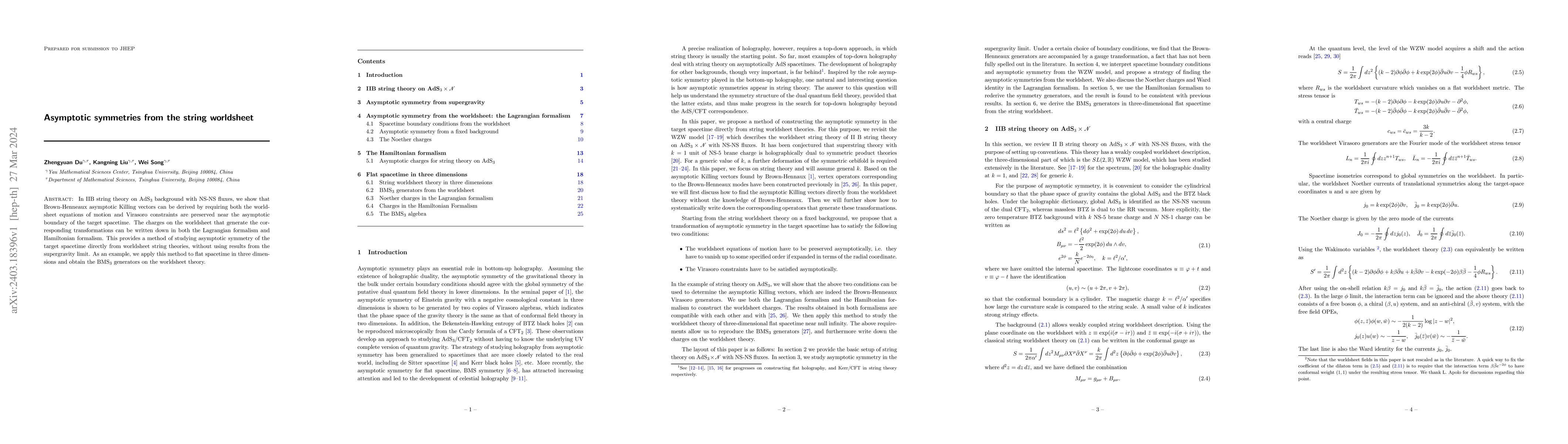 Thumbnail for Asymptotic symmetries from the string worldsheet