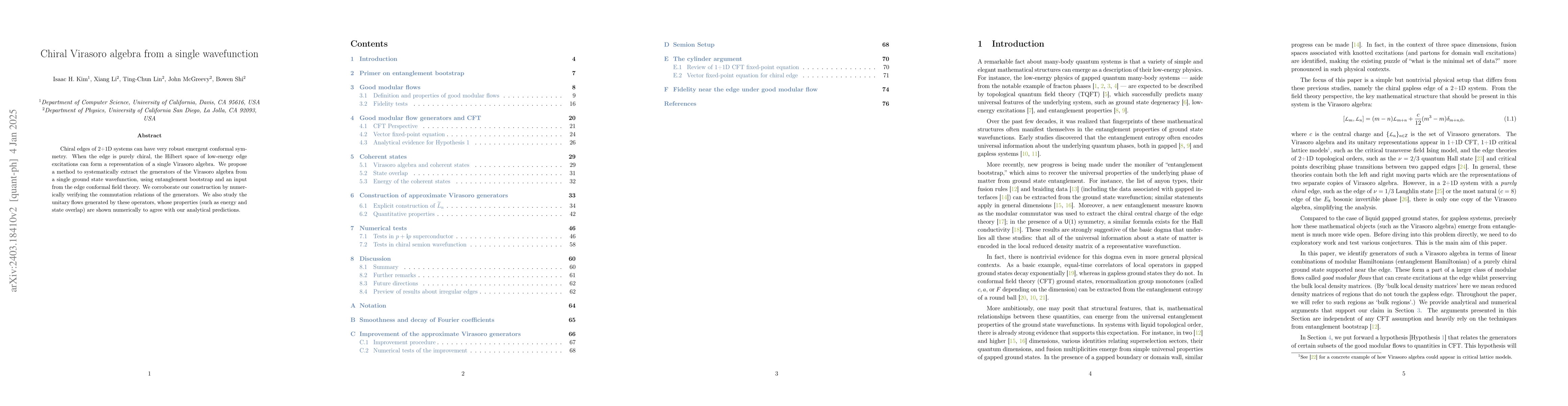 Thumbnail for Chiral Virasoro algebra from a single wavefunction