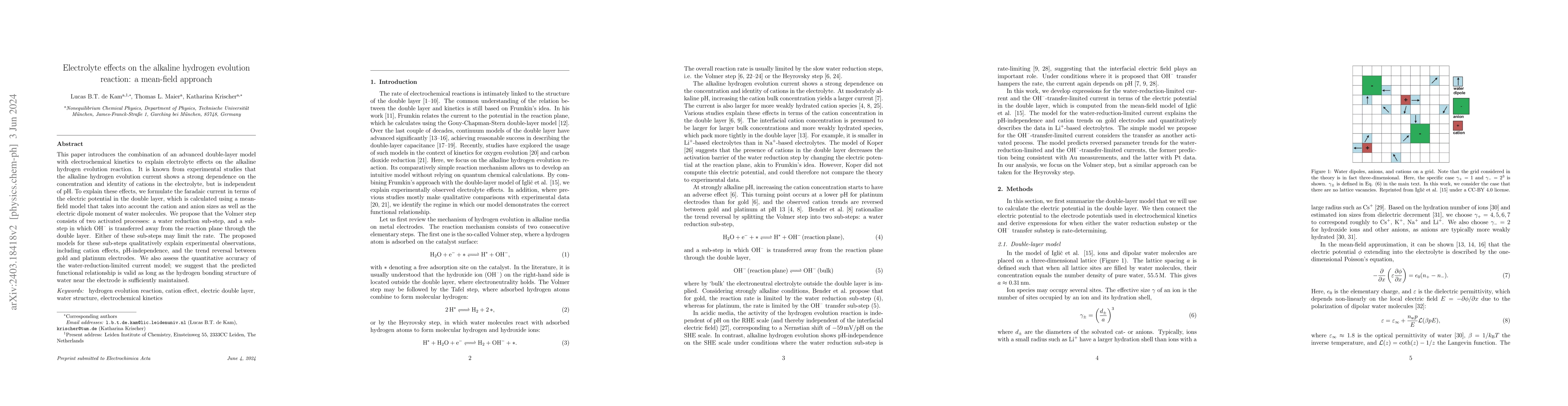 Thumbnail for Electrolyte effects on the alkaline hydrogen evolution reaction: a
  mean-field approach