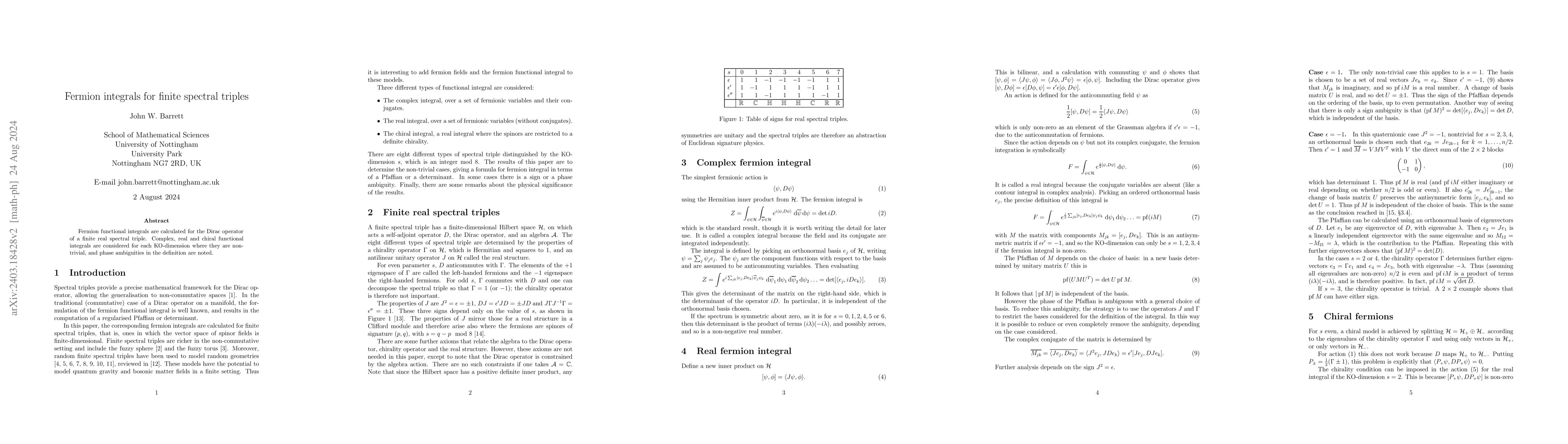Thumbnail for Fermion integrals for finite spectral triples