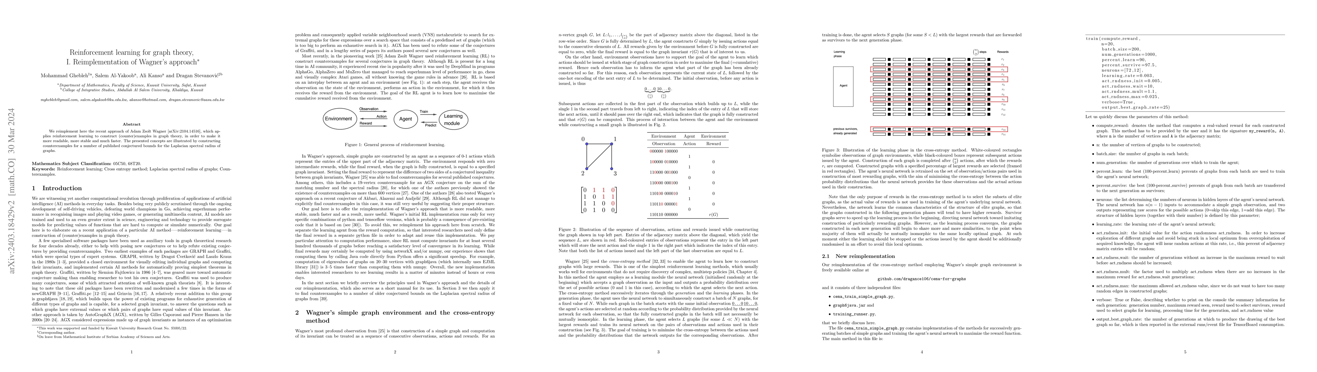Thumbnail for Reinforcement learning for graph theory, I. Reimplementation of Wagner's
  approach