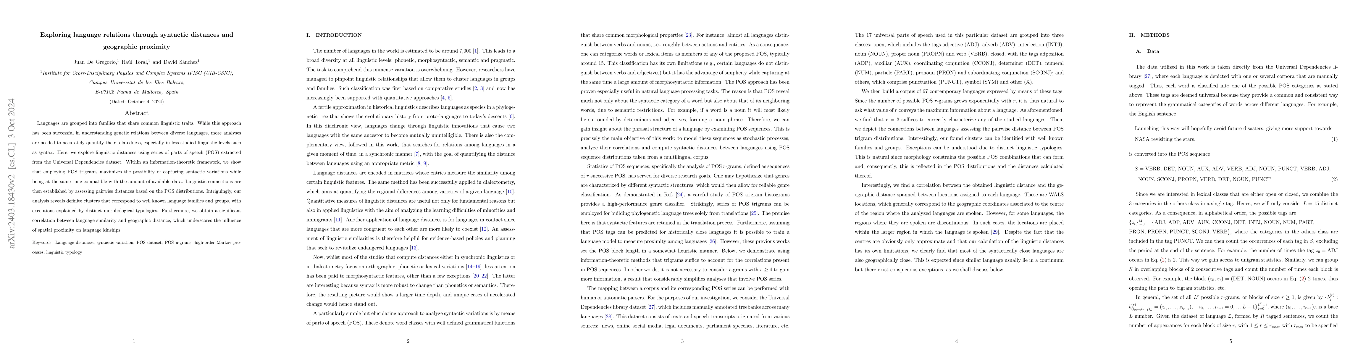 Thumbnail for Exploring language relations through syntactic distances and geographic
  proximity