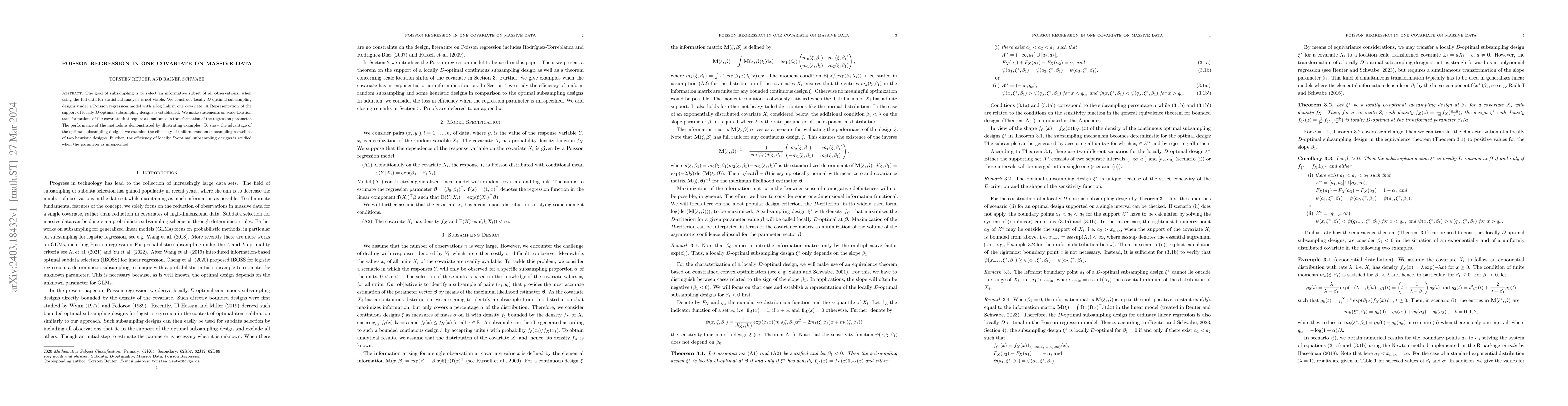 Thumbnail for Poisson Regression in one Covariate on Massive Data