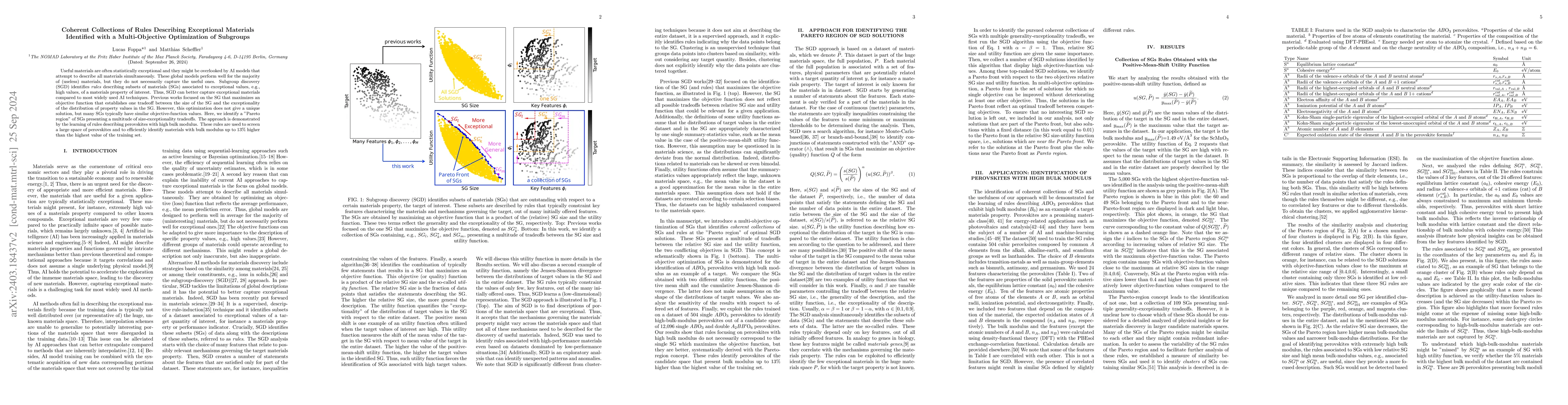 Thumbnail for Coherent Collections of Rules Describing Exceptional Materials
  Identified with a Multi-Objective Optimization of Subgroups