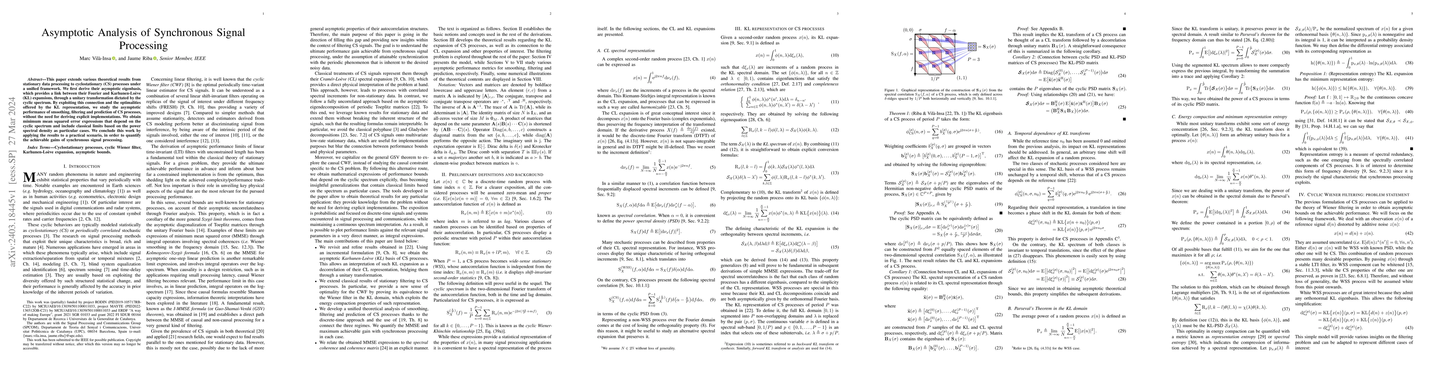Thumbnail for Asymptotic Analysis of Synchronous Signal Processing