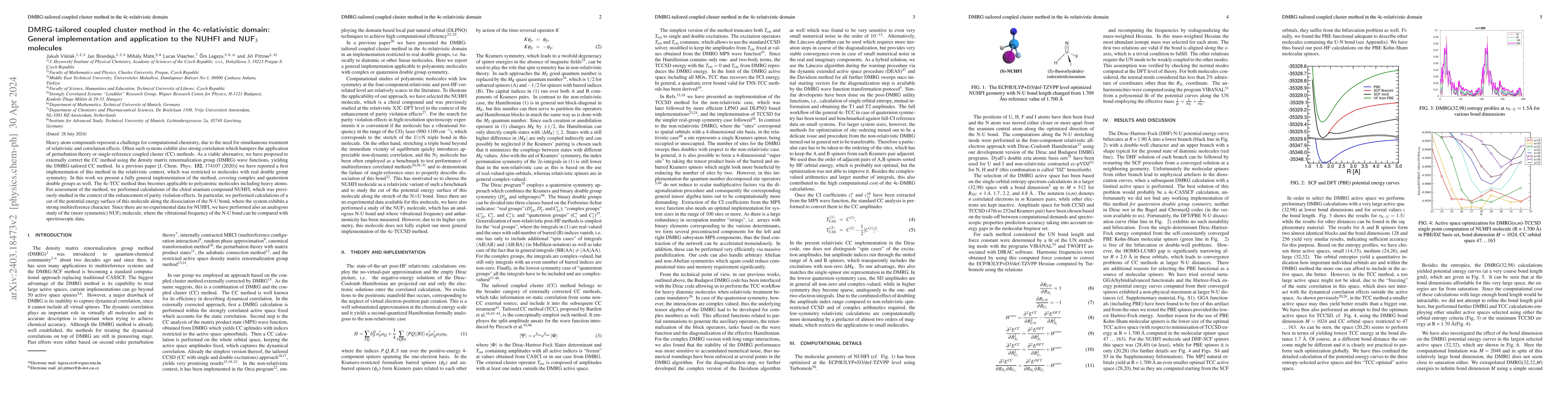 Thumbnail for DMRG-tailored coupled cluster method in the 4c-relativistic domain:
  General implementation and application to the NUHFI and NUF$_3$ molecules