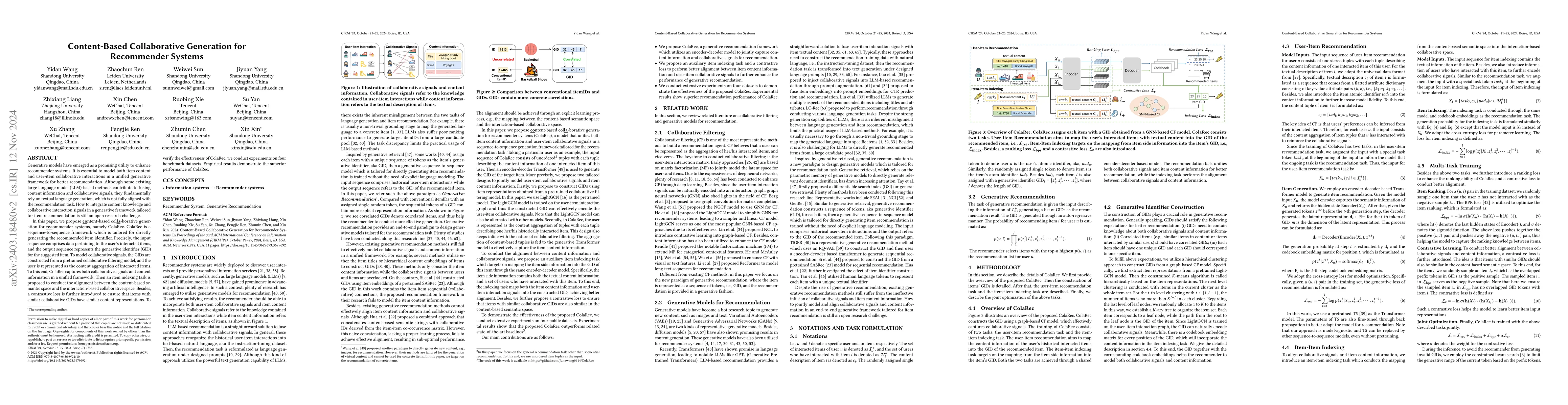 Thumbnail for Enhanced Generative Recommendation via Content and Collaboration
  Integration