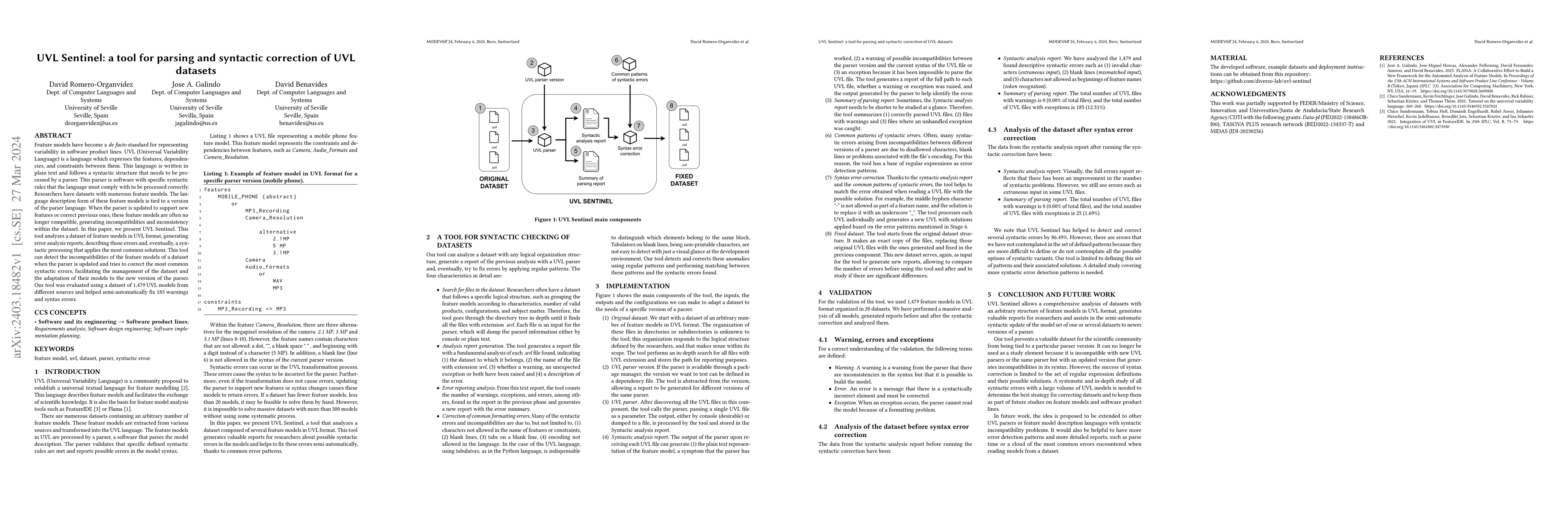 Thumbnail for UVL Sentinel: a tool for parsing and syntactic correction of UVL
  datasets