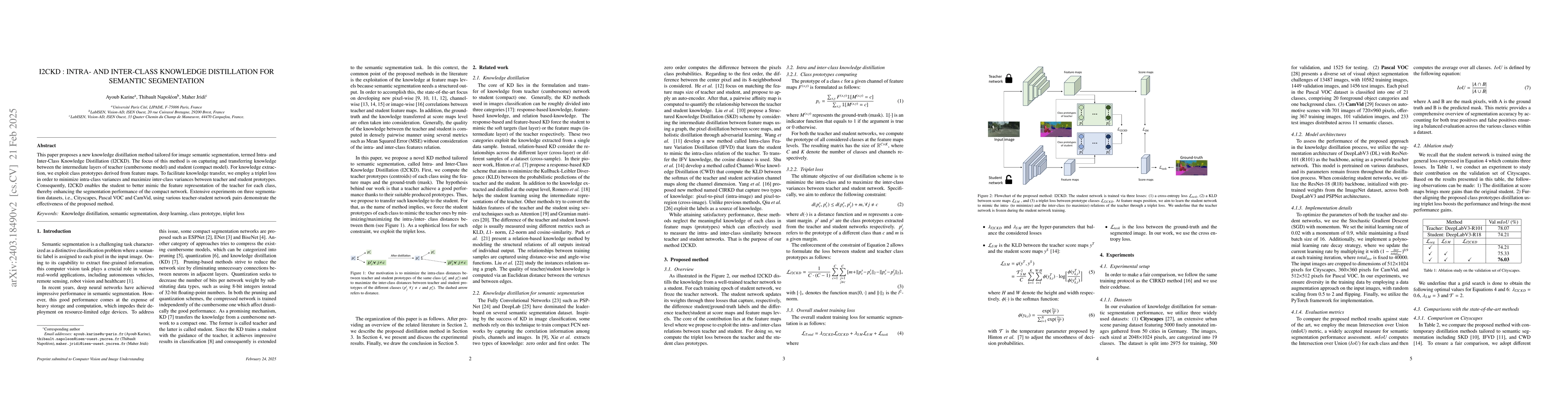 Thumbnail for I2CKD : Intra- and Inter-Class Knowledge Distillation for Semantic
  Segmentation