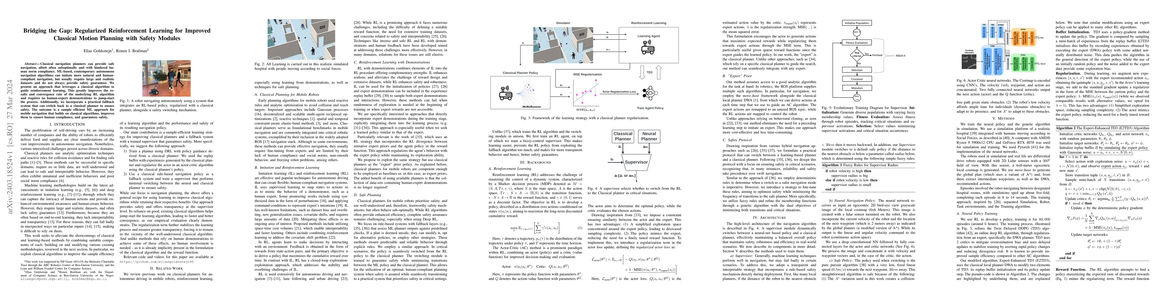 Thumbnail for Bridging the Gap: Regularized Reinforcement Learning for Improved
  Classical Motion Planning with Safety Modules