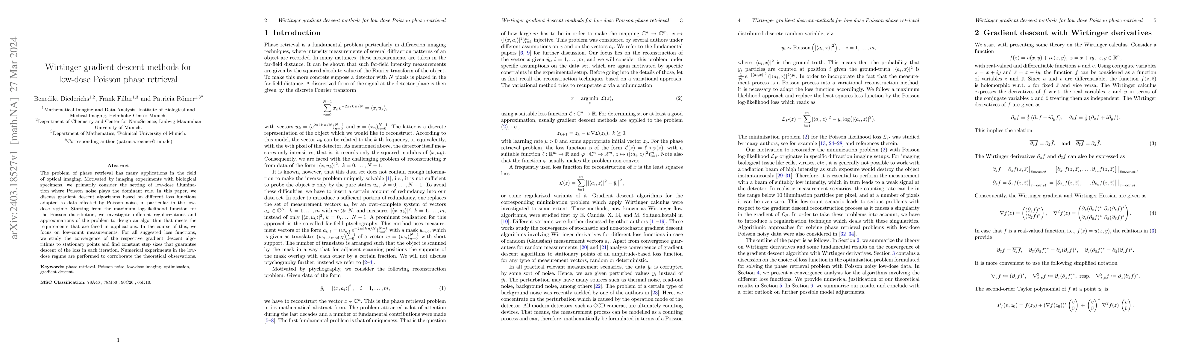 Thumbnail for Wirtinger gradient descent methods for low-dose Poisson phase retrieval