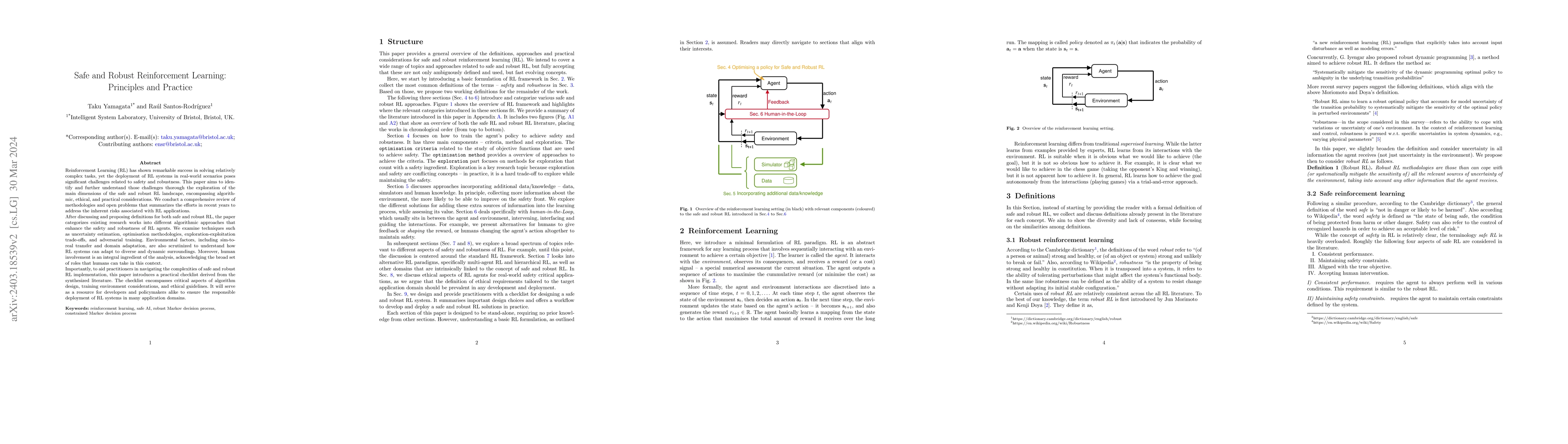 Thumbnail for Safe and Robust Reinforcement Learning: Principles and Practice