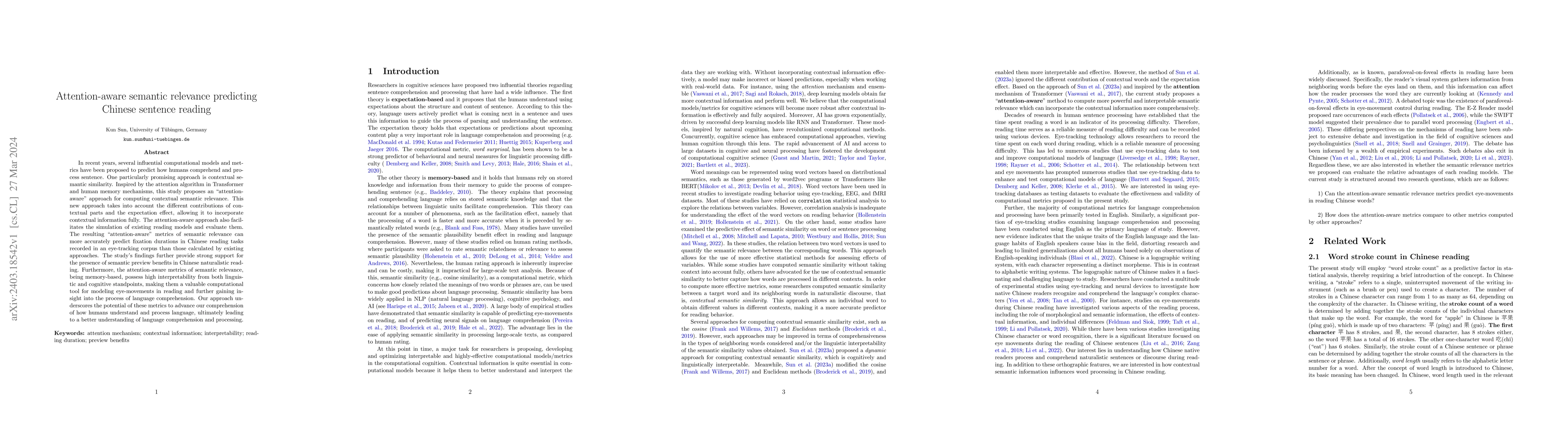 Thumbnail for Attention-aware semantic relevance predicting Chinese sentence reading