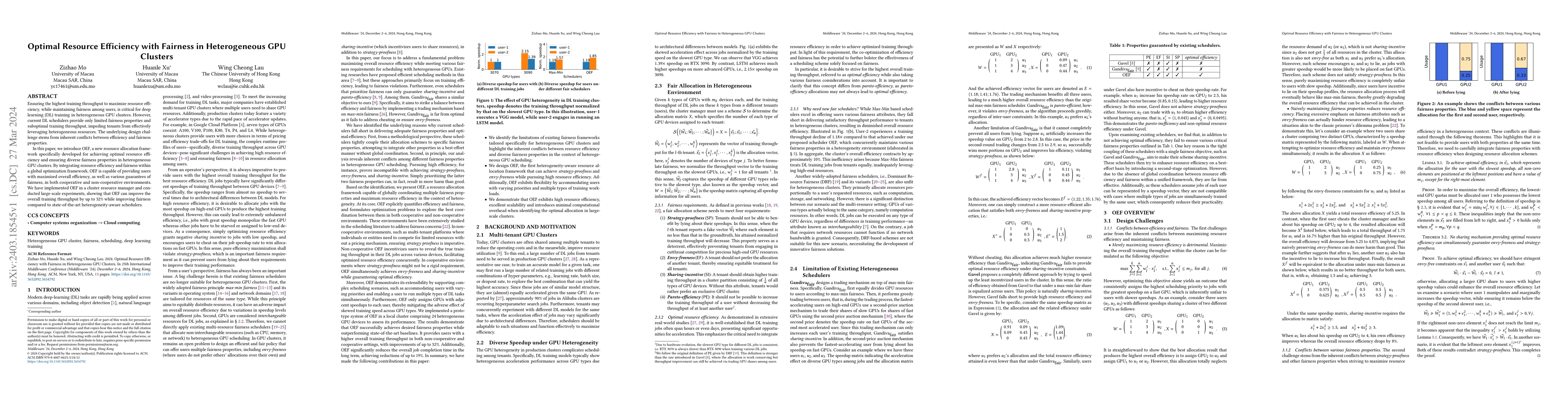 Thumbnail for Optimal Resource Efficiency with Fairness in Heterogeneous GPU Clusters