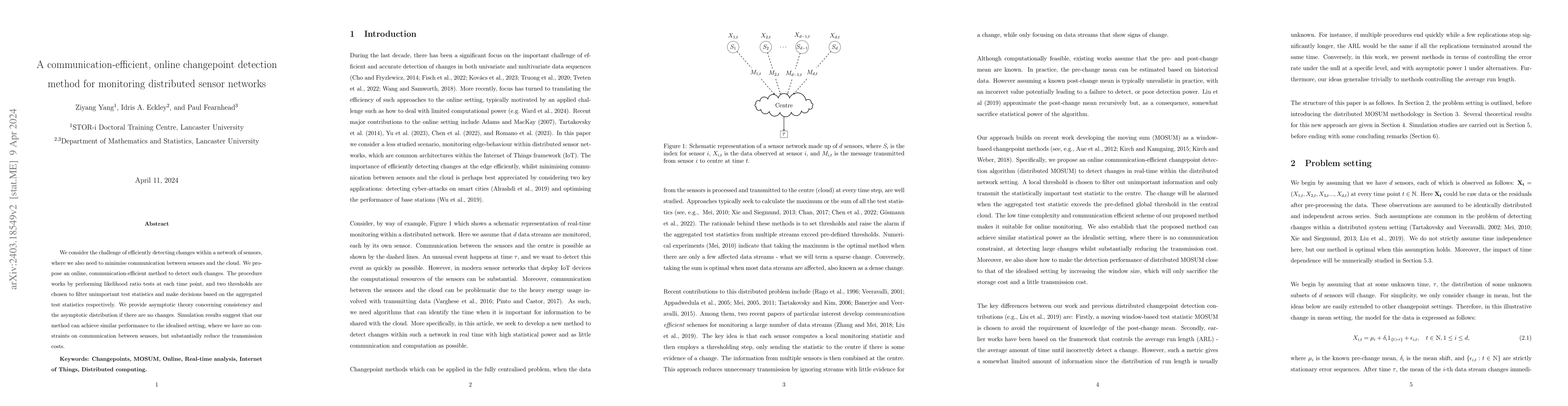 Thumbnail for A communication-efficient, online changepoint detection method for
  monitoring distributed sensor networks