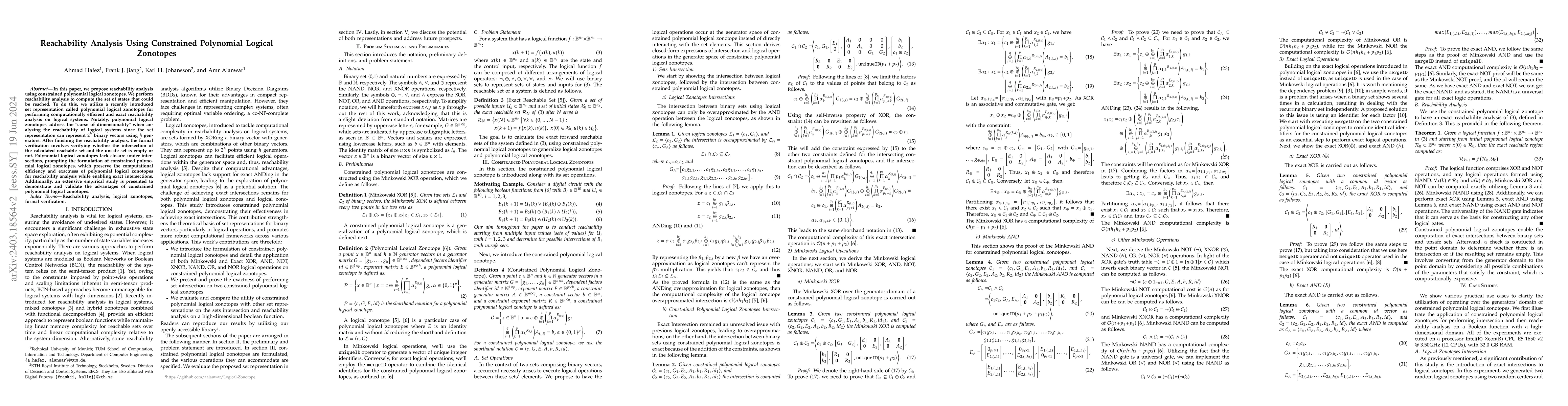 Thumbnail for Reachability Analysis Using Constrained Polynomial Logical Zonotopes
