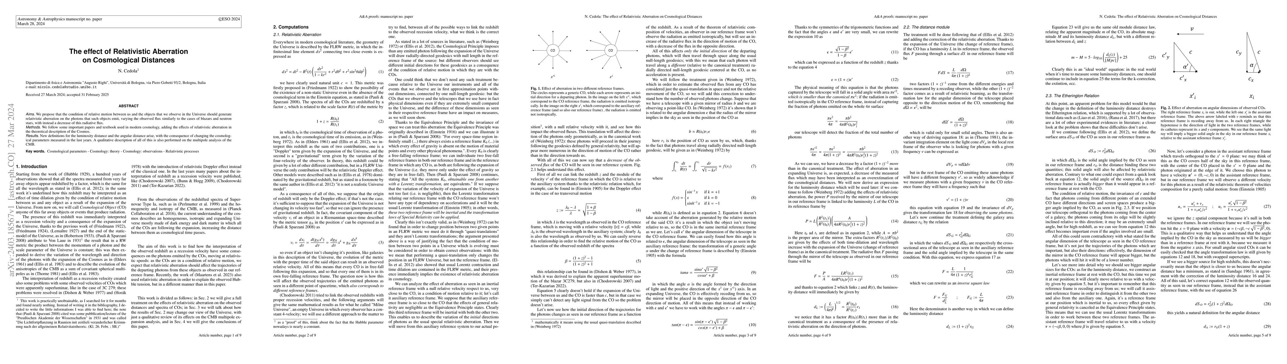 Thumbnail for The effect of Relativistic Aberration on Cosmological Distances