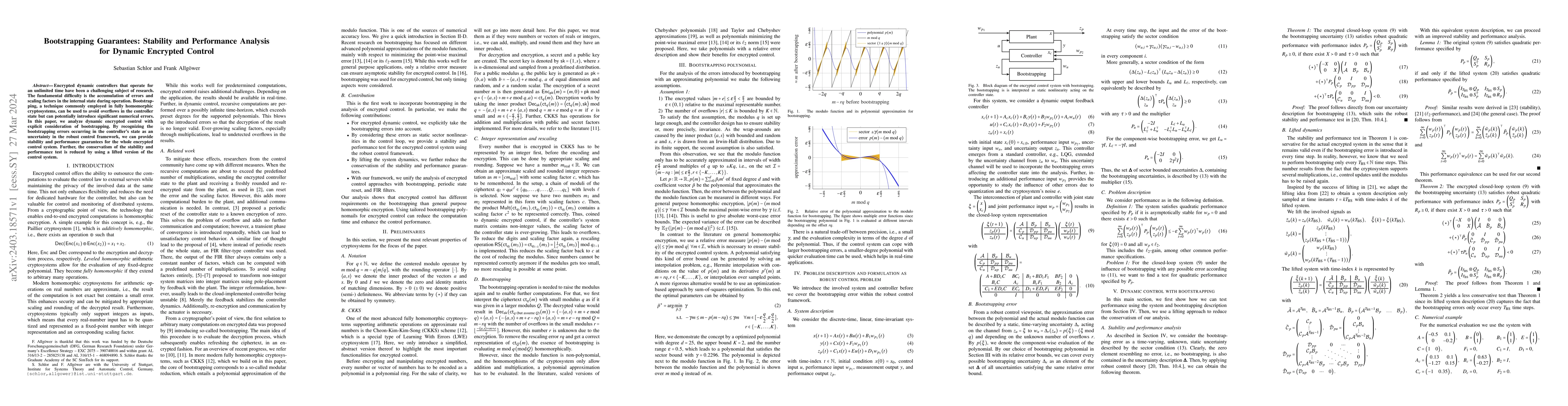 Thumbnail for Bootstrapping Guarantees: Stability and Performance Analysis for Dynamic
  Encrypted Control