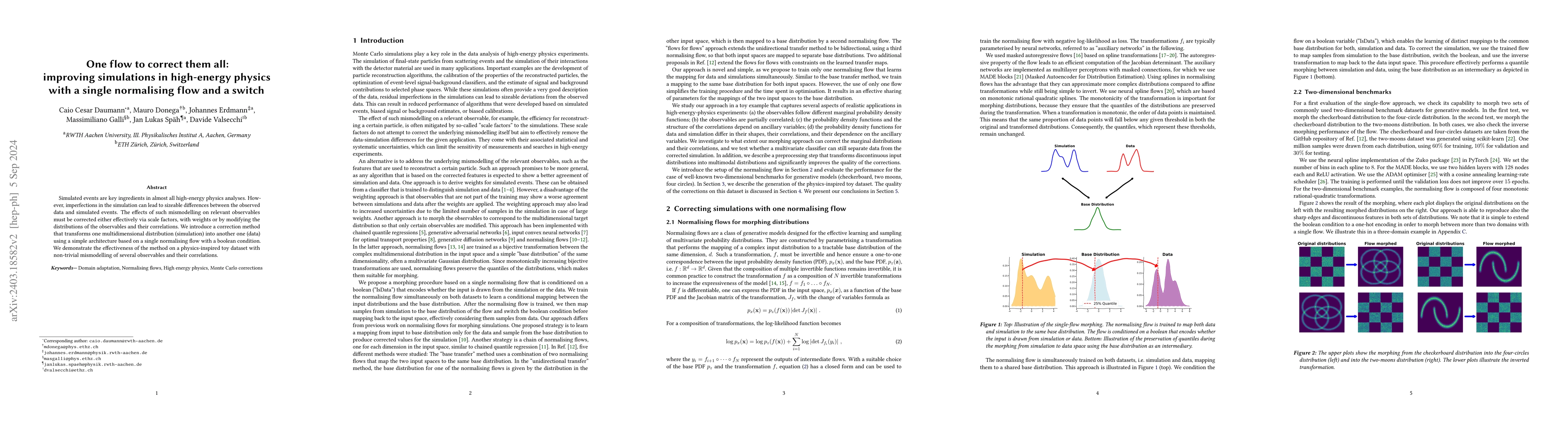 Thumbnail for One flow to correct them all: improving simulations in high-energy
  physics with a single normalising flow and a switch