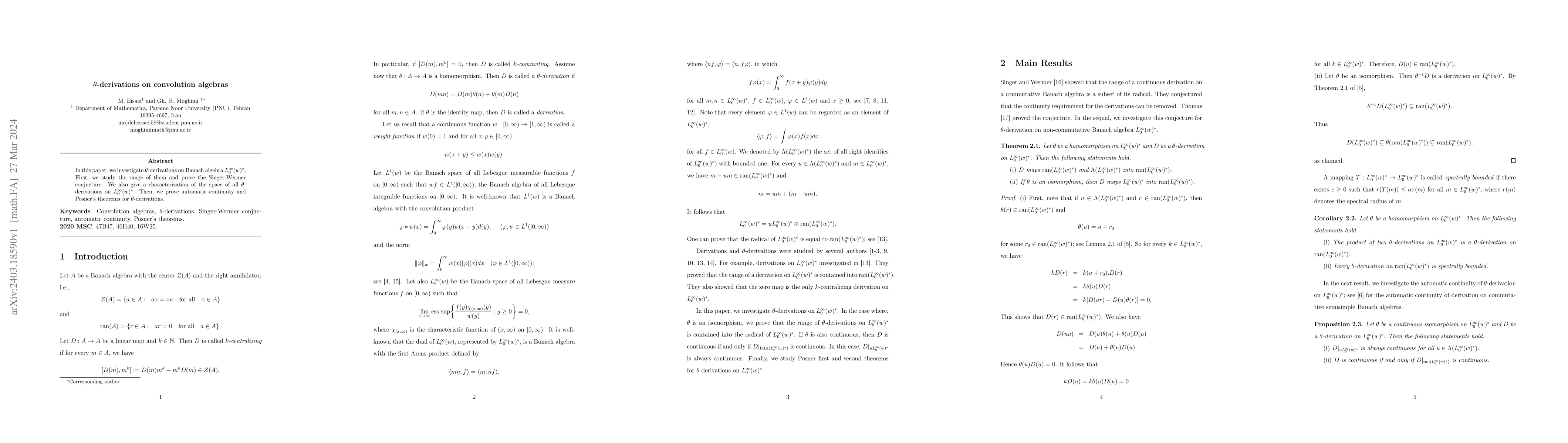 Thumbnail for $\theta$-derivations on convolution algebras