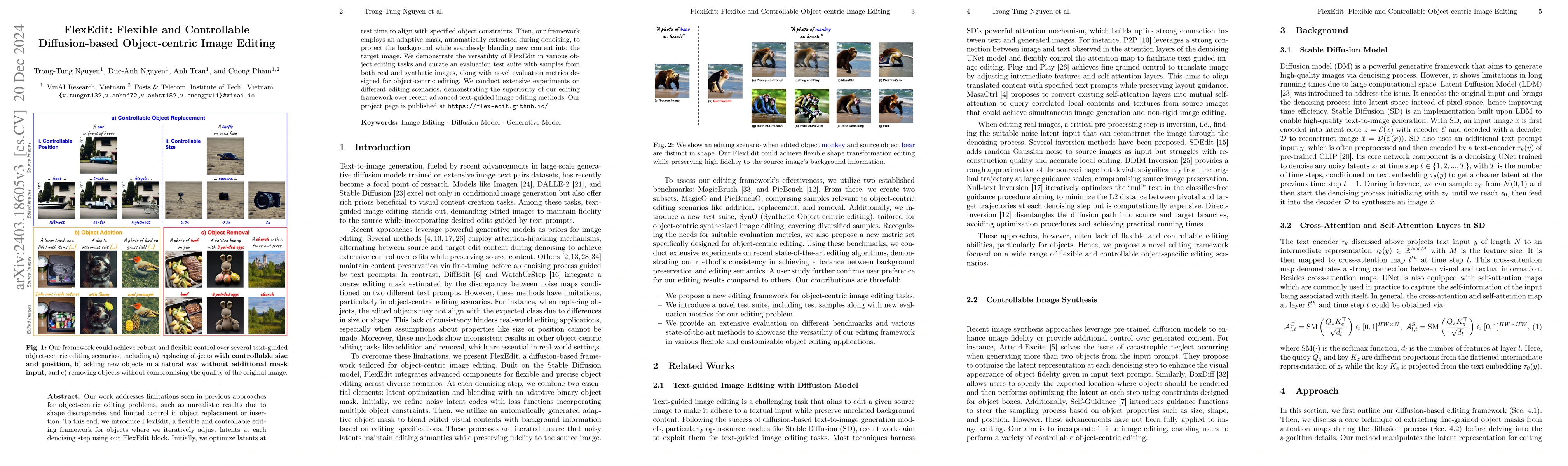 Thumbnail for FlexEdit: Flexible and Controllable Diffusion-based Object-centric Image
  Editing