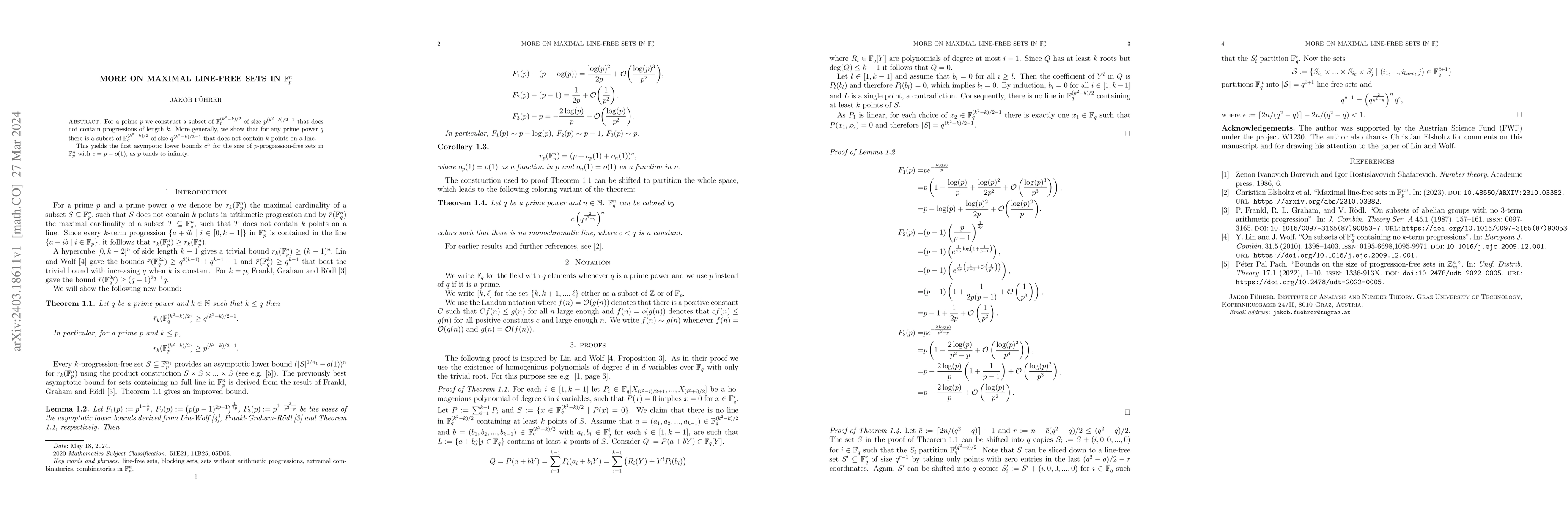 Thumbnail for More on maximal line-free sets in $\mathbb{F}_p^n$