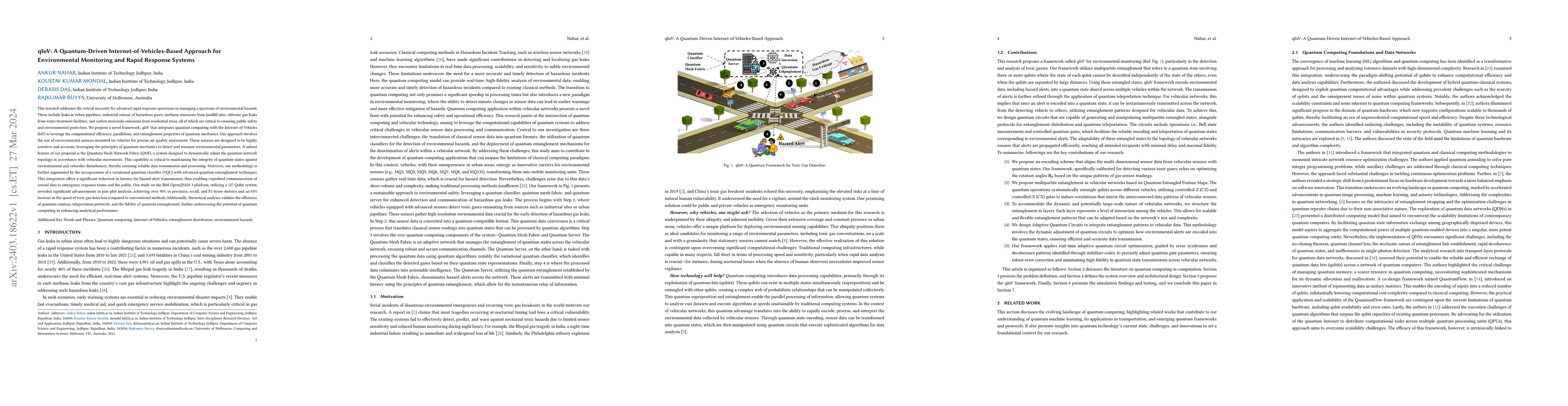 Thumbnail for qIoV: A Quantum-Driven Internet-of-Vehicles-Based Approach for
  Environmental Monitoring and Rapid Response Systems