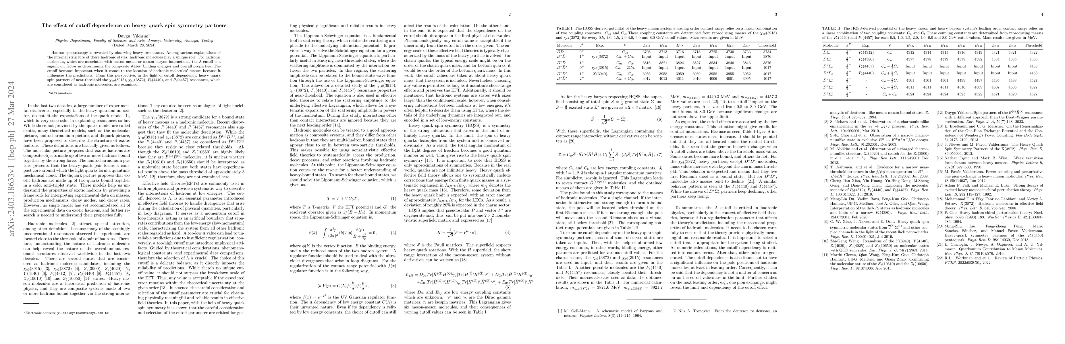 Thumbnail for The effect of cutoff dependence on heavy quark spin symmetry partners