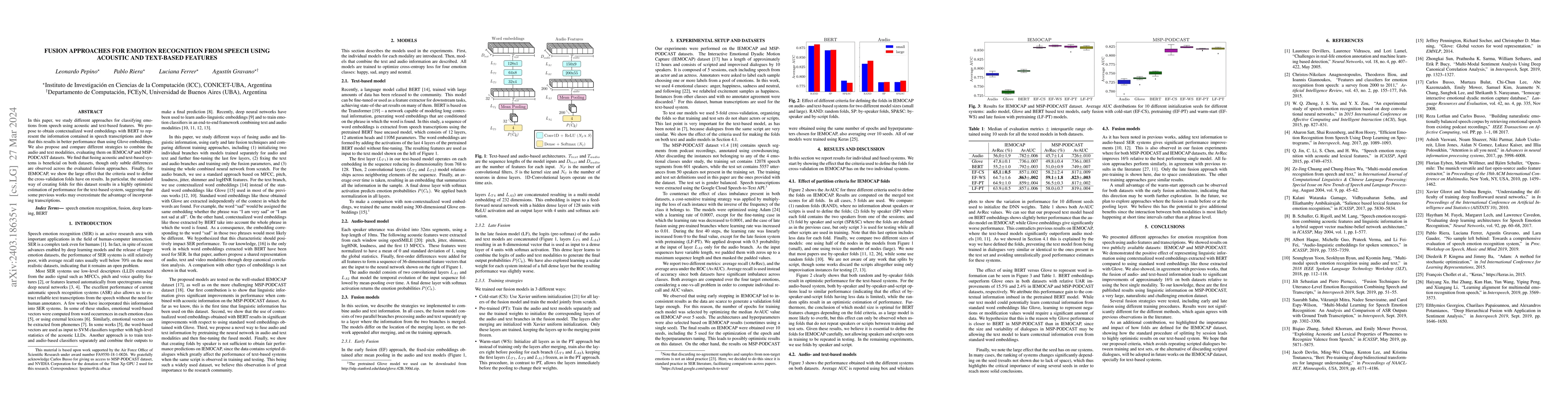 Thumbnail for Fusion approaches for emotion recognition from speech using acoustic and
  text-based features