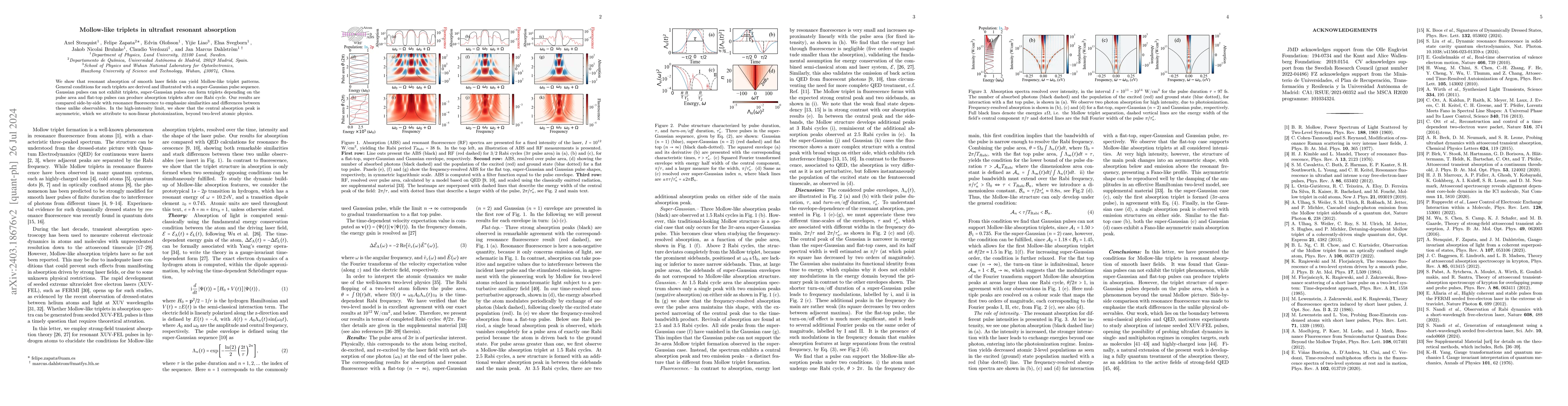 Thumbnail for Mollow-like triplets in ultra-fast resonant absorption