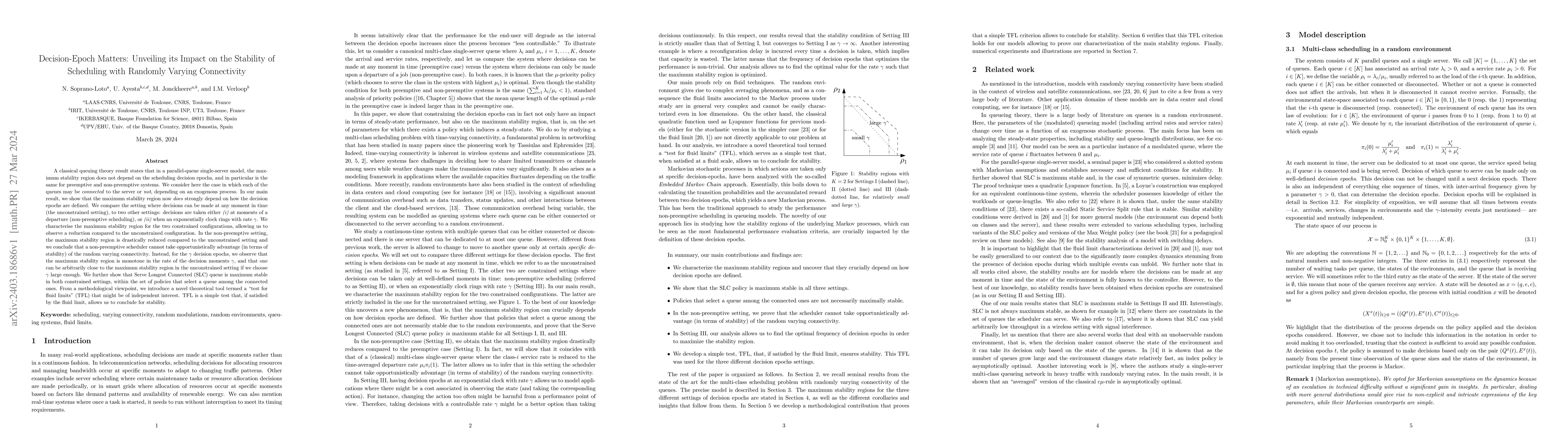 Thumbnail for Decision-Epoch Matters: Unveiling its Impact on the Stability of
  Scheduling with Randomly Varying Connectivity
