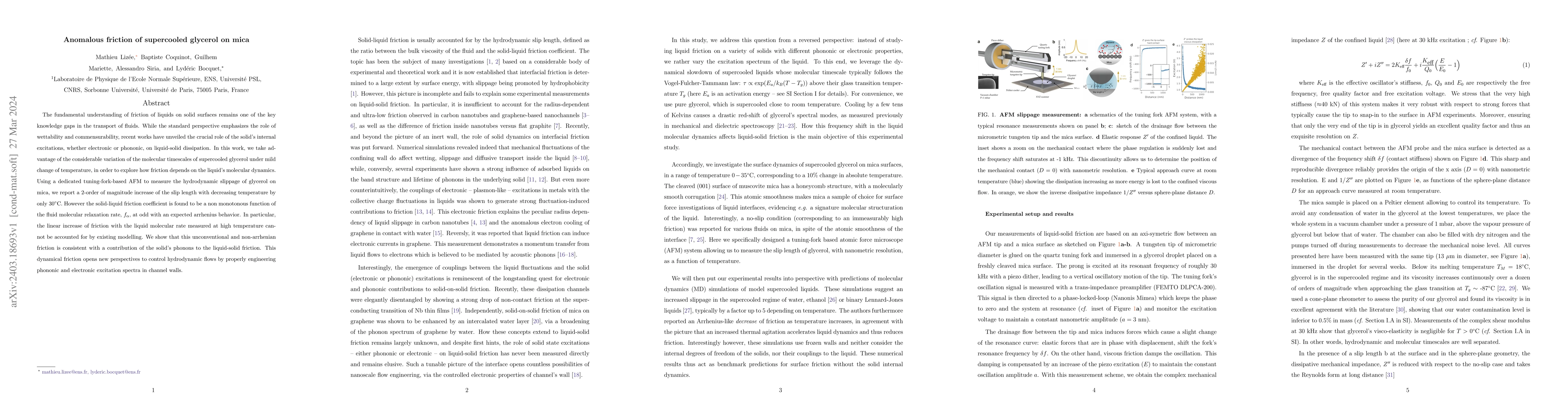 Thumbnail for Anomalous friction of supercooled glycerol on mica