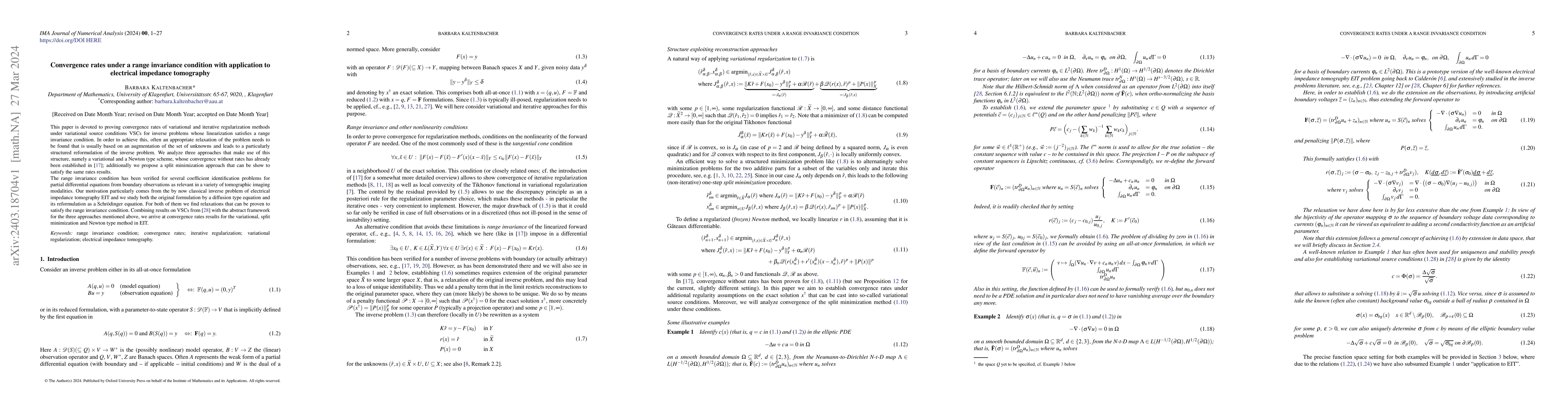 Thumbnail for Convergence rates under a range invariance condition with application to
  electrical impedance tomography