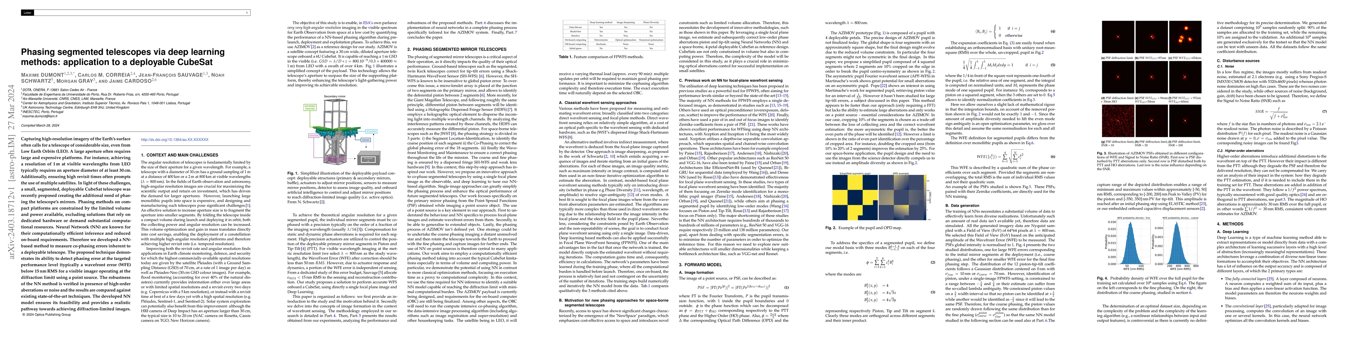 Thumbnail for Phasing segmented telescopes via deep learning methods: application to a
  deployable CubeSat