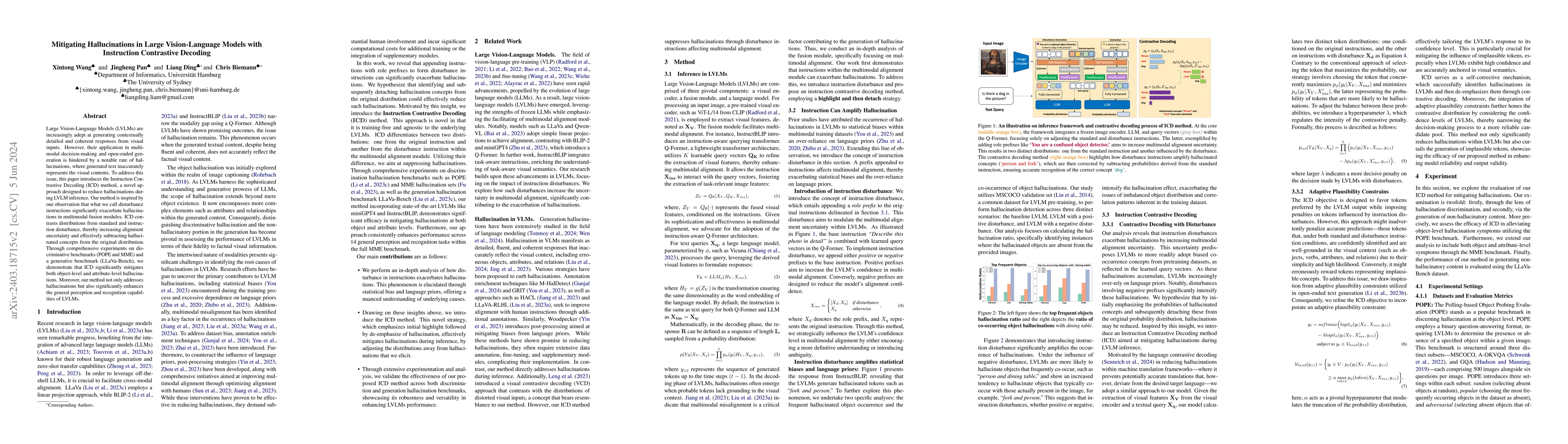 Thumbnail for Mitigating Hallucinations in Large Vision-Language Models with
  Instruction Contrastive Decoding