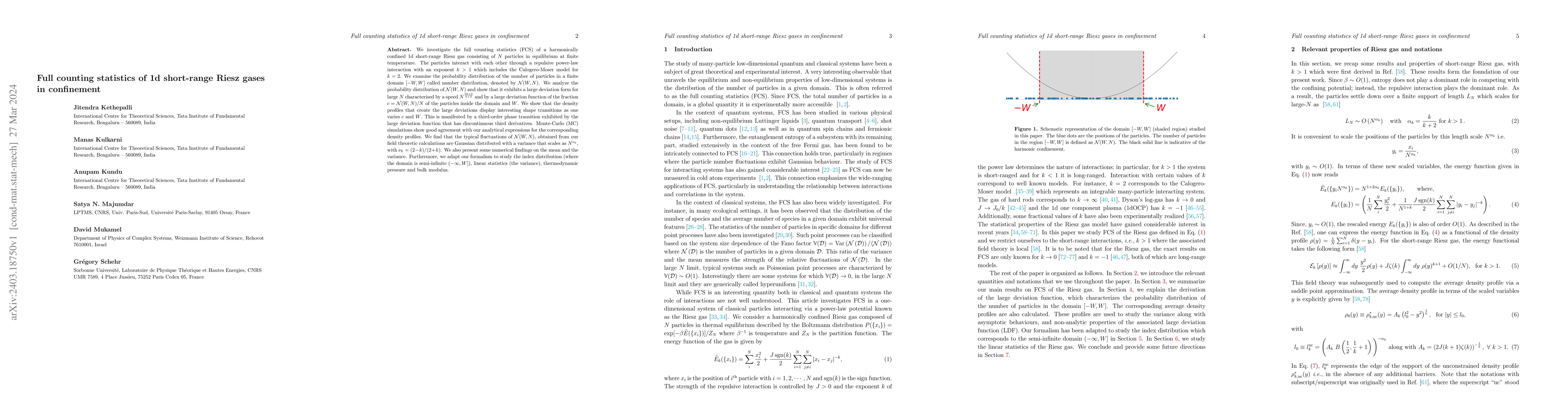 Thumbnail for Full counting statistics of 1d short-range Riesz gases in confinement