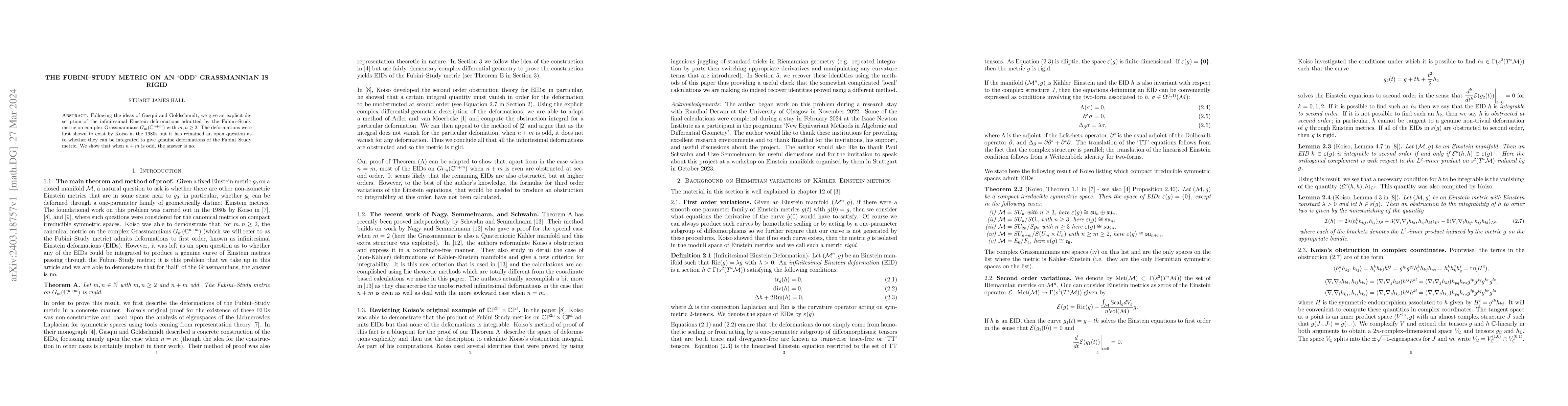 Thumbnail for The Fubini--Study metric on an `odd' Grassmannian is rigid