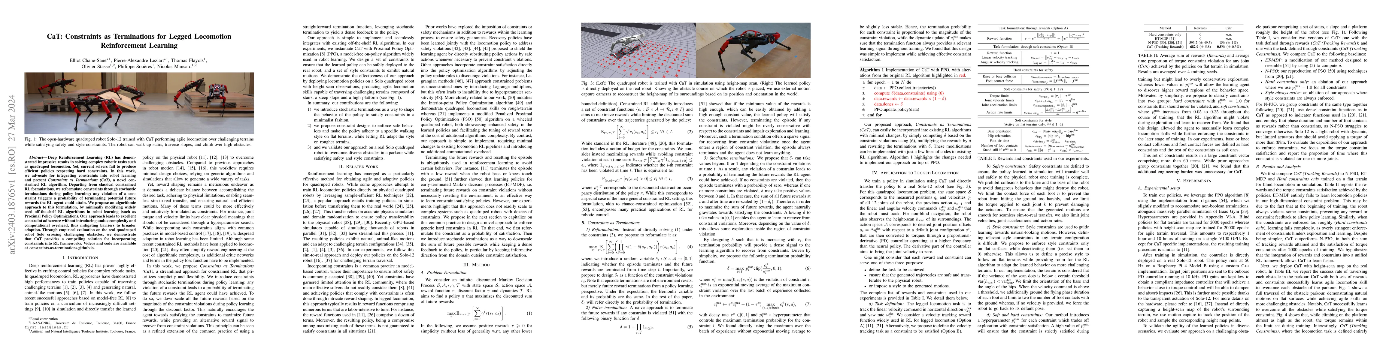 Thumbnail for CaT: Constraints as Terminations for Legged Locomotion Reinforcement
  Learning