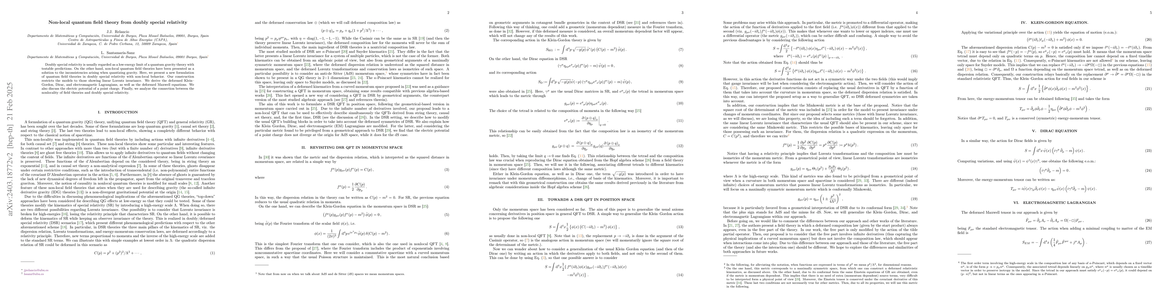 Thumbnail for Non-local quantum field theory from doubly special relativity
