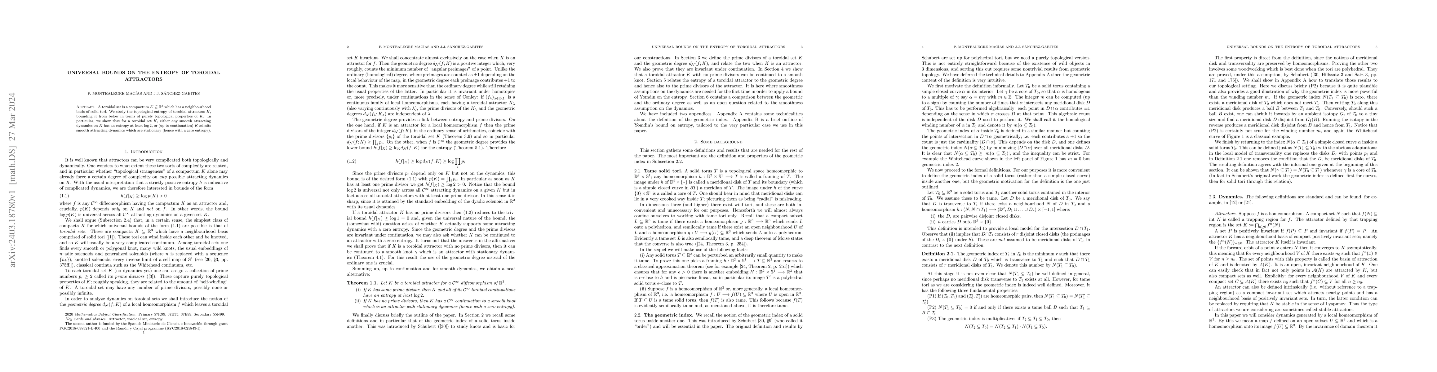 Thumbnail for Universal bounds on the entropy of toroidal attractors