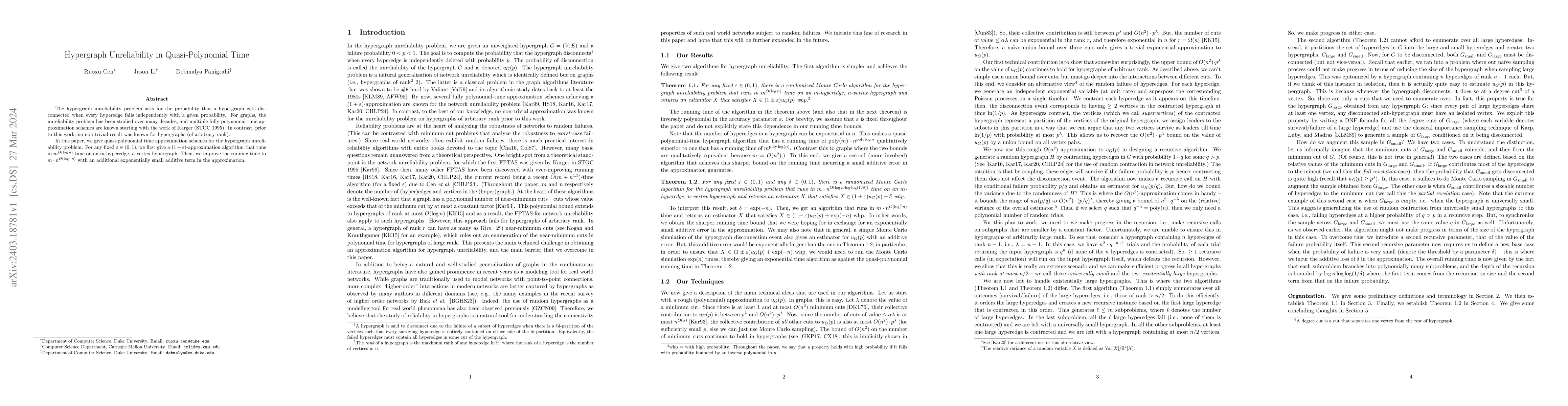 Thumbnail for Hypergraph Unreliability in Quasi-Polynomial Time