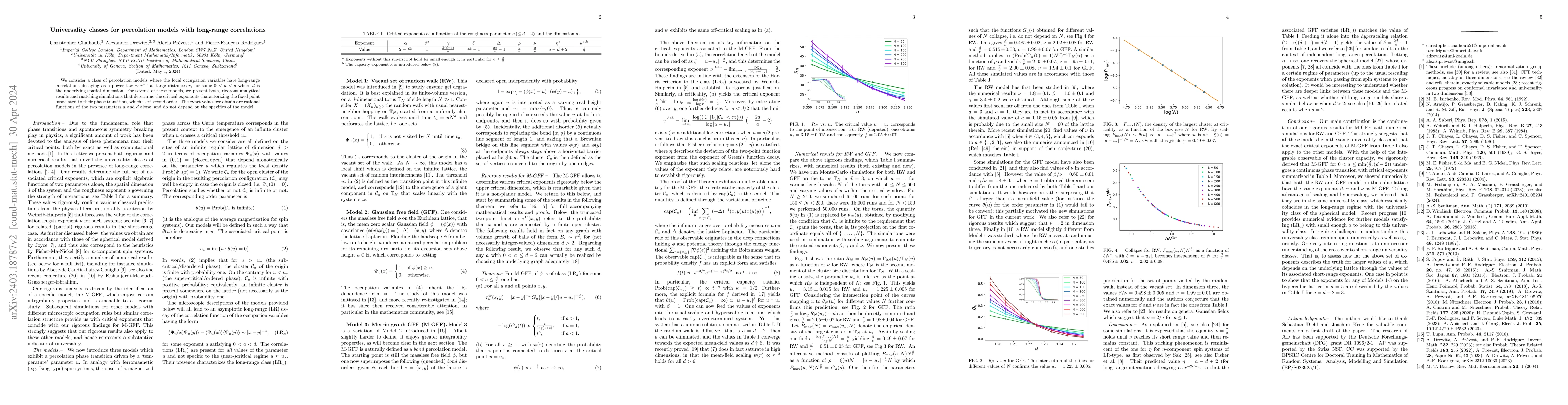 Thumbnail for Universality classes for percolation models with long-range correlations