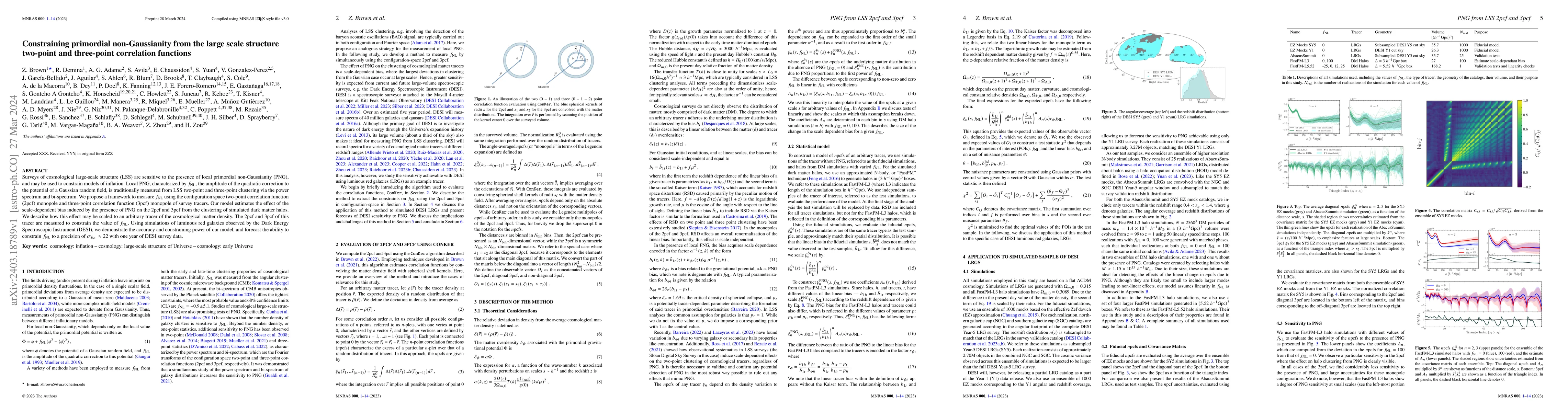 Thumbnail for Constraining primordial non-Gaussianity from the large scale structure
  two-point and three-point correlation functions