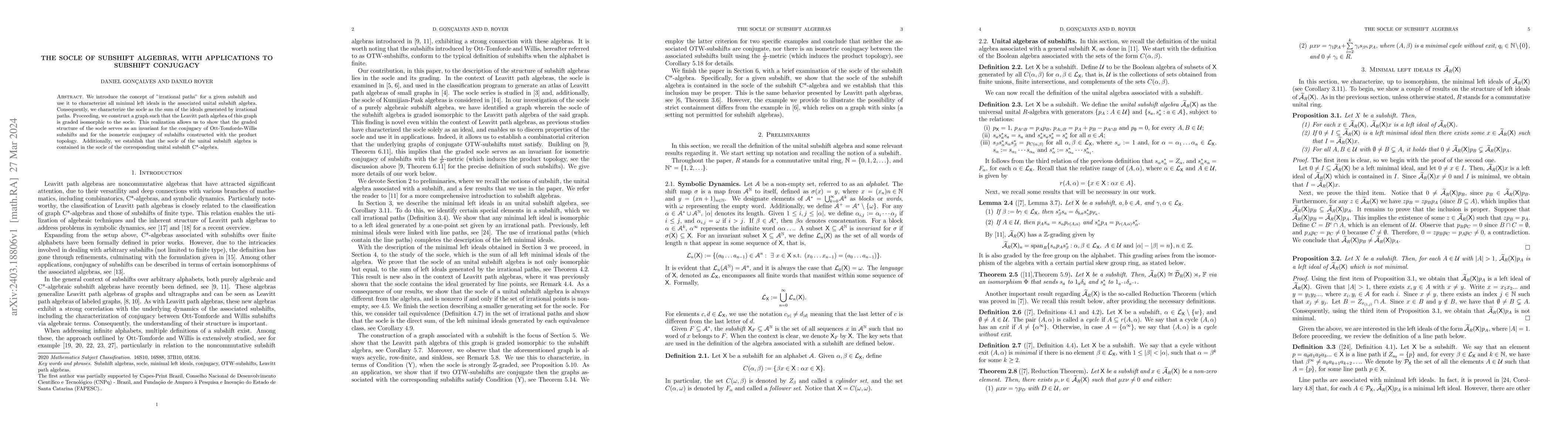 Thumbnail for The socle of subshift algebras, with applications to subshift conjugacy