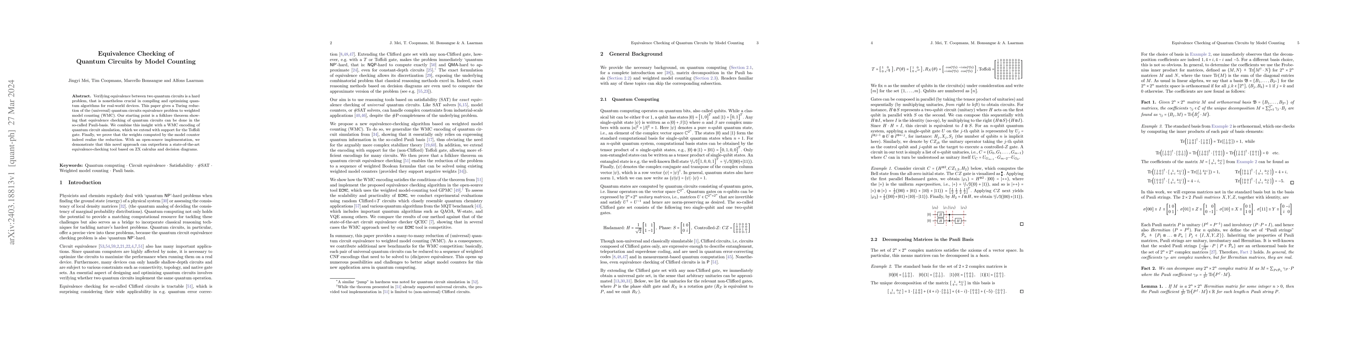 Thumbnail for Equivalence Checking of Quantum Circuits by Model Counting